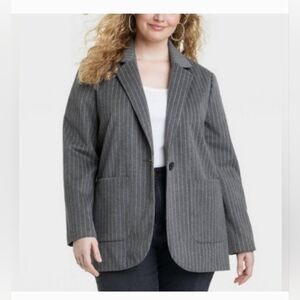 Universal Thread Relaxed Fit Suit Jacket/Blazer  Gray/Stripes  Women's